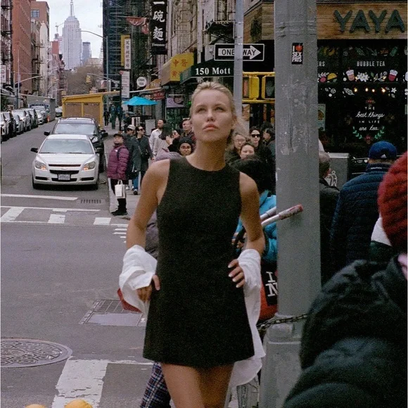 NWT Après Studio Brown Herringbone Pinafore Mini Dress Size S - Picture 3 of 11